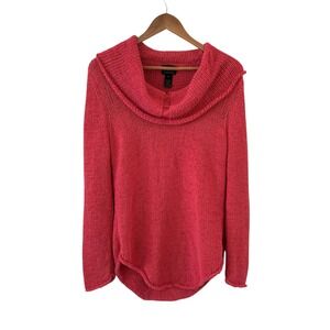 Pure Handknit Coral Pink Cowl Neck Sweater Womens M/L Chunky Canada